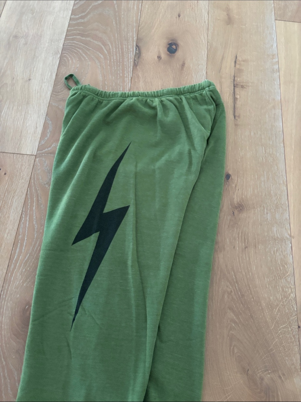 Aviator Nation Olive Green Sweatpants with Black lightening bolt Detail - Picture 4 of 6
